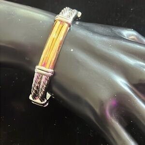 Vintage Two Toned Hinged Rope Bangle Bracelet